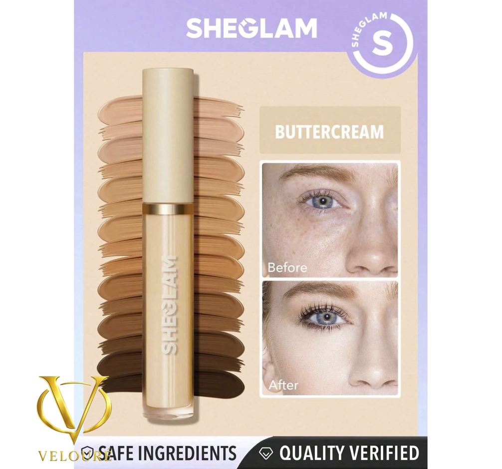 کانسیلر مایع شیگلم Sheglam Full Coverage با فرمول سبک و پوشش‌دهی بالا، مناسب برای محو تیرگی زیر چشم و پوشاندن لک‌های پوستی